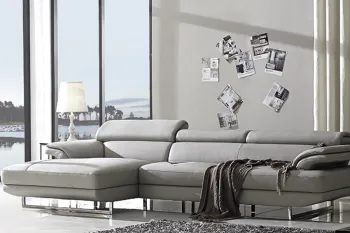 Leather Sofa Grey Comfort