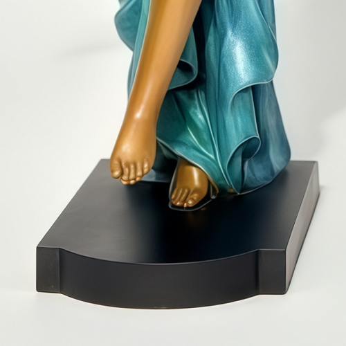 Elegant Bronze Dancer Duo with Silk-Drape Robes