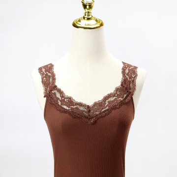 Ribbed Skinny Lace Sleeveless Top