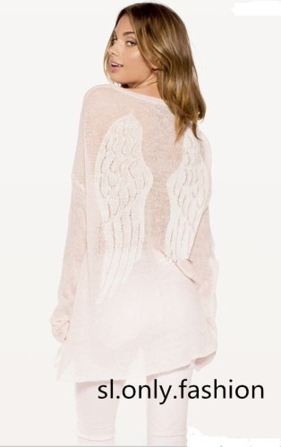 Woman wildfox5 knitted Guardian Angel wings Sweater autumn winter loose top 8016