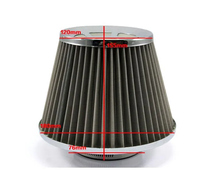 Black Flat 3in Auto Air Filter Universal per tubo di aspirazione dell'aria auto