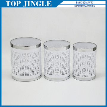 3pcs Double C Decorative White Bathroom Garbage Bin