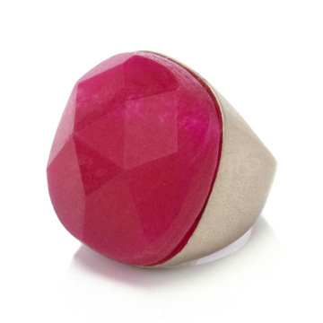 18k solid gold ring design with wine red CZ diamond for women