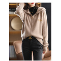 Round neck simple solid color letter embroidery coat