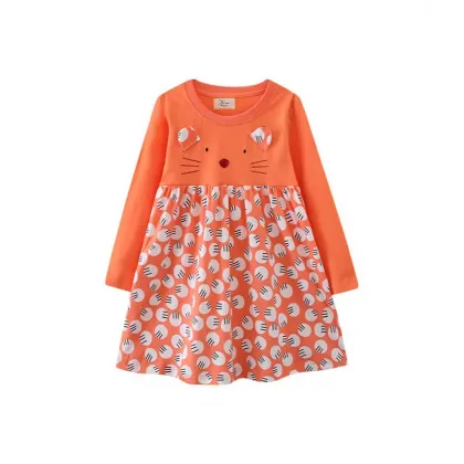 Beautiful Knitted Cotton Cartoon Princess Skirt for Girls - New Autumn Long-Sleeved Dress