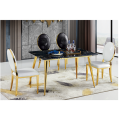 Table And Chairs Modern white marble stainless steel dining table Manufactory