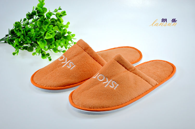 Velvet Velour Orange Color Close Toe Slipper