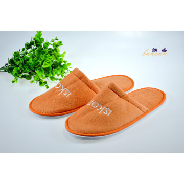 Velvet Velour Orange Color Close Toe Slipper