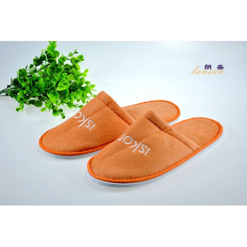 Velvet Velour Orange Color Close Toe Slipper