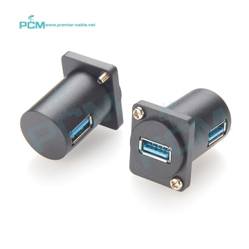 डी-आकार USB 3.0 टाइप एक महिला दाएं कोण फ़ीड थ्रू चेसिस पैनल कपलर सॉकेट: उत्पाद शीर्षक