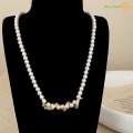 Elegant Pearl Beads Serpentine Design 18k Necklace