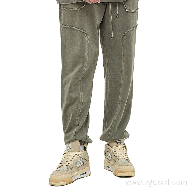 Spring new splicing loose edge sports pants