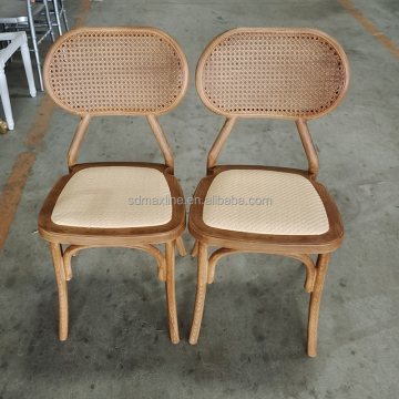 Sedia da pranzo con sedile a sedile in legno in legno in stile francese