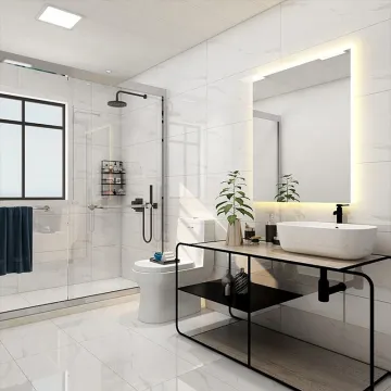 Wholesale 400x800mm Marble Look Porcelain Tiles - Glossy White Bathroom and Kitchen Wall Tile