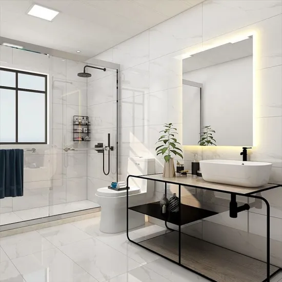 Wholesale 400x800mm Marble Look Porcelain Tiles - Glossy White Bathroom and Kitchen Wall Tile