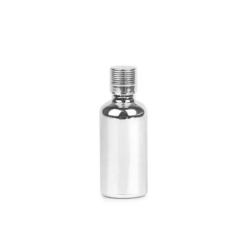 Électroplaste bouteille de sérum en verre rond en verre argent 15 ml