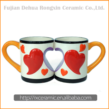 For sweet couples hot sales heart shape ceramic mug with heart design