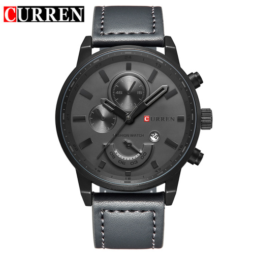 fashion quartz watch with sub-dial swiss design