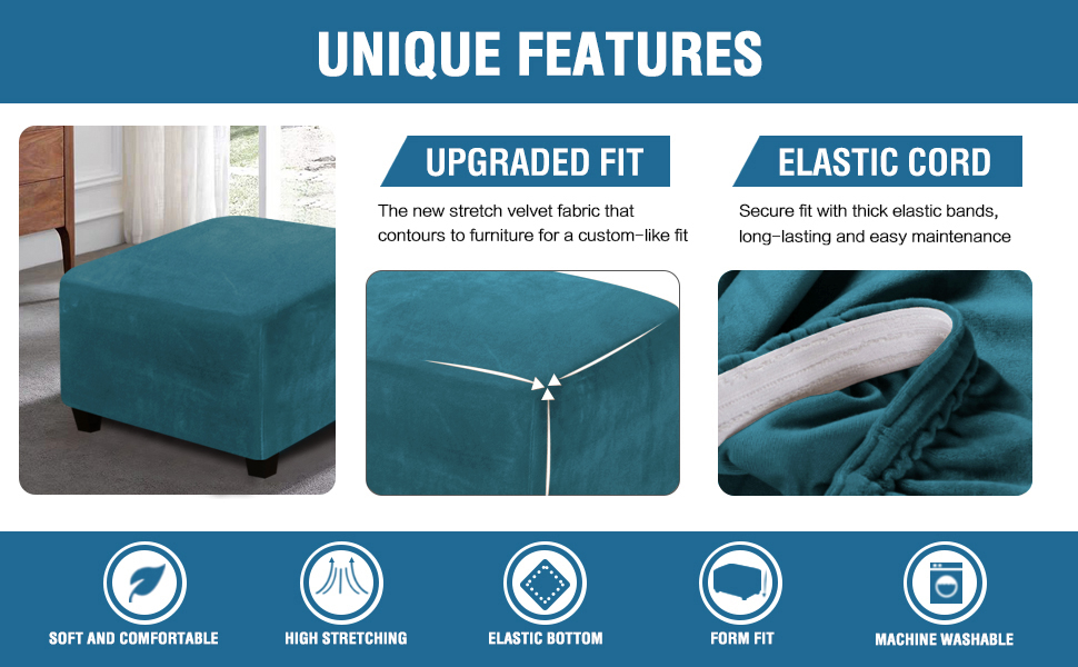 Stool Ottoman Covers Stretch with Elastic Bottom