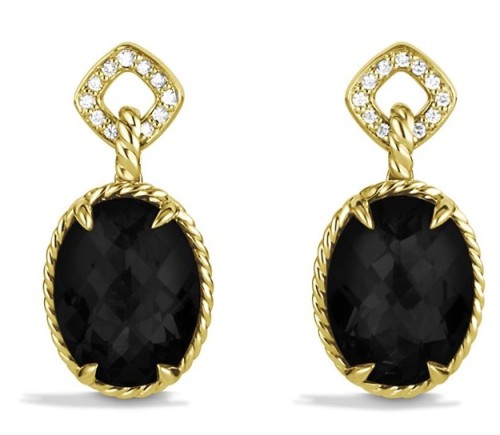 Chatelaine Drop Earrings with Black Onyx and Diamonds in Gold
