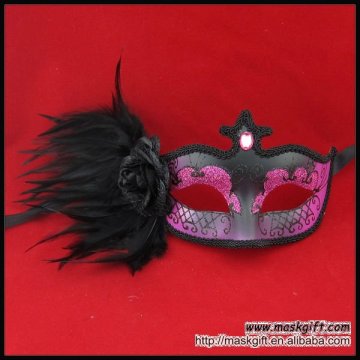 Popular hot pink&black halloween sex mask with stone for any party