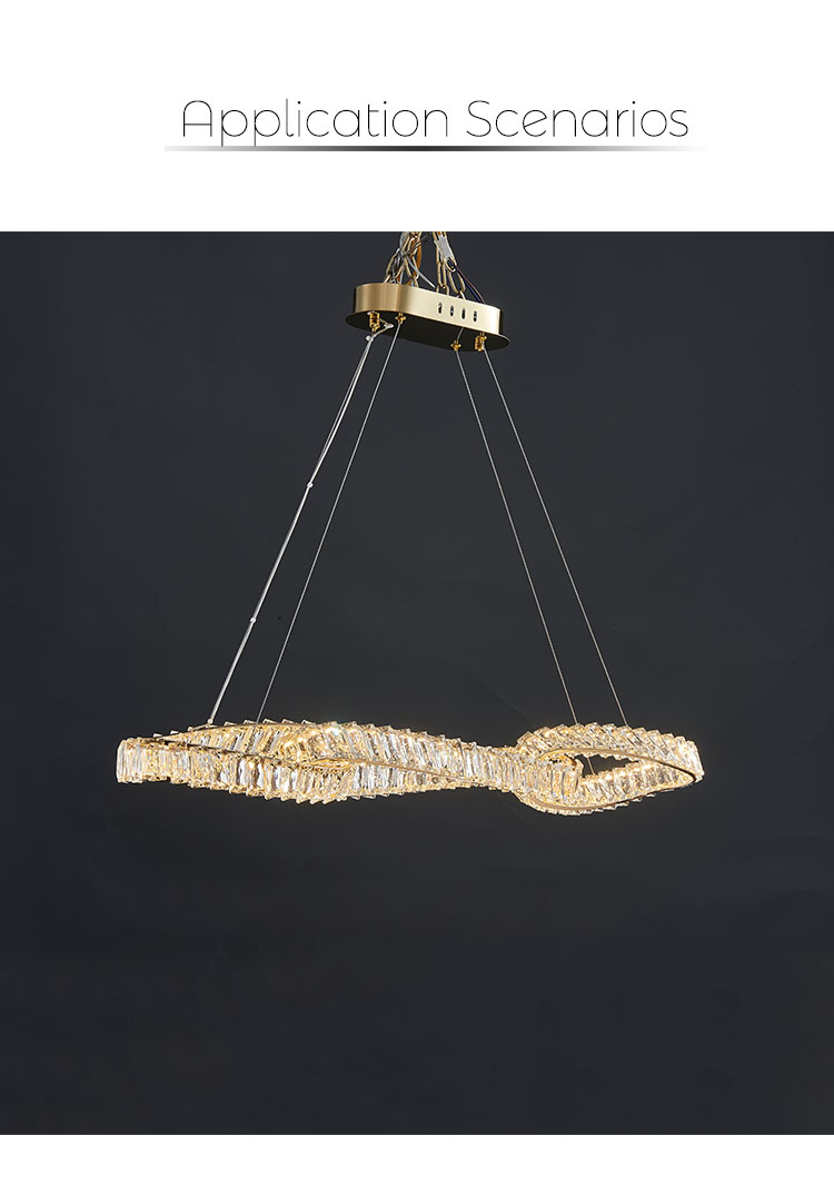 these three chain rings shape stainless steel crystal chandeliers are a blend of durability, elegance, and modern design.