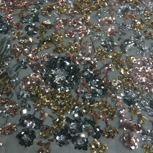 European Hot Selling Green Sequins Embroidery Fabric