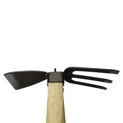 Wood Handle Carbon Steel Two-Way Hoe Rake 2-in-1 Garden Tool