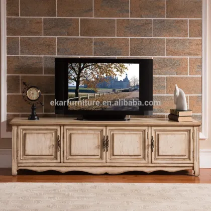 White Wash Wood Furniture Tv Cabinet