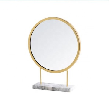 2021 Trendy Customizable Luxury Home Accessories: White Round Natural Stone Marble Mirror with Elegant Base - Perfect for Makeup Tables