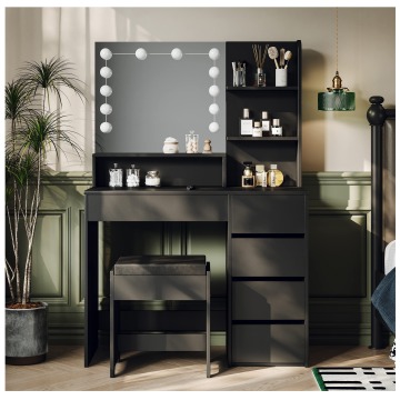 Custom Durable MDF Dresser with Mirrors and Lights - Hollywood Makeup Vanity Table