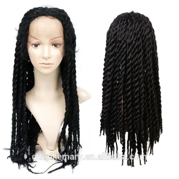 Lace Front Kinky Twist Braided Wig With Natural Baby Hair Synthetic Wig Black Hair Glueless Wig Heat Resistant For Black Women