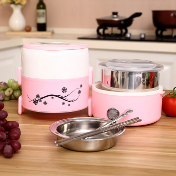 Pink Electric Cooker Lunch Box Stainless Steel Inner Box