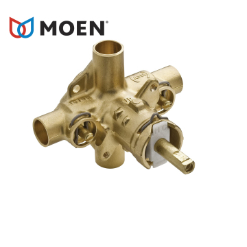 Moen en Rough-In Brass Posi-Temp Pressure Balancing Cycling 4-Port Tub and Shower Valve with Stops - 1/2-Inch CC - 2570