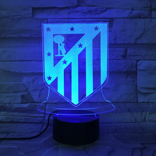 3D Engraved Football Club Night Lights: Barcelona & Real Madrid Logos