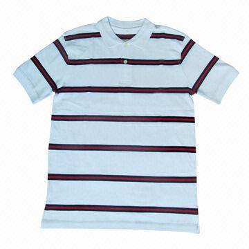 Men's Striped Yarn Dyed Polo Shirt, Polyester, CVC