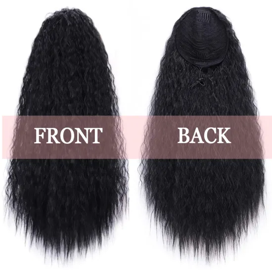 Curly Ponytail Hair 22 Inch Long Body Wave Ponytail hair Extension Synthetic Wrap Around Drawstring Hair with 2 Clips