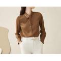 Women's blouses, irregular hem, cutting shirt collar with beading