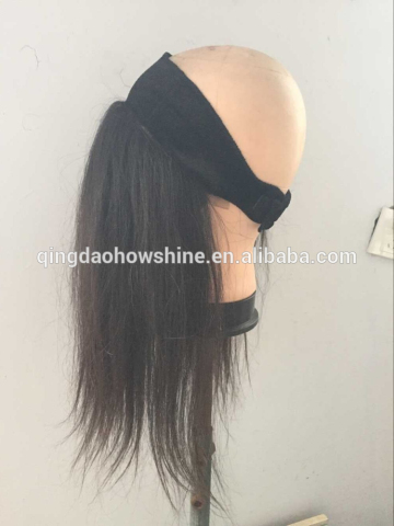 Wholesale brazilian hair lace grips headband with attached hair