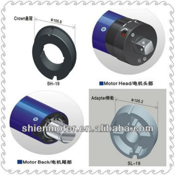 Driver adapter and crown for tubular motor