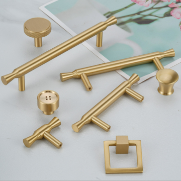 Brushed Gold Solid Brass Cabinet Wardrobe Handle