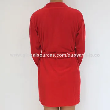 Women's red robe, made of 100% polyester