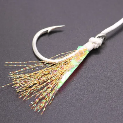 Mustad Slow Jigging Assist Hook Kit with Feather PE Line and Metal Jig