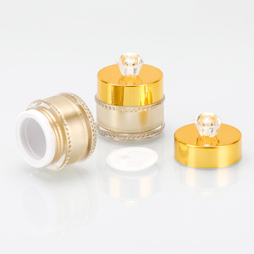 manufacturers empty plastic acrylic gold color diamond top 5g cosmetic sample eye cream bottle