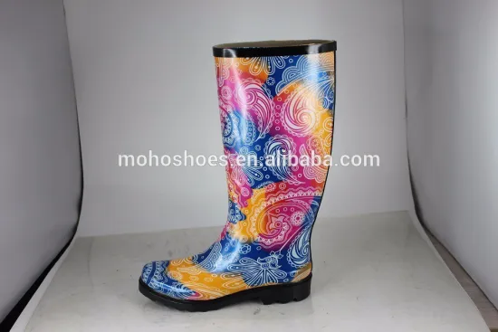 women cheap hot chicken printed rubber rain boots