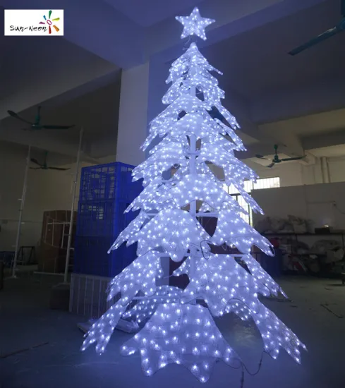 Fancy nice collapsible white Christmas outdoor lighted trees with high quality