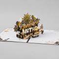 Luksusowa kartka urodzinowa 3D z czarnego złota z muzyką i dmuchaną świecą