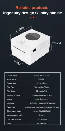 Zijiang ZJ-9250 Portable Wireless Thermal Printer