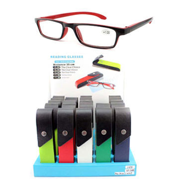2014 fashion plastic reading glasses with matching case