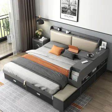 Modern Minimalist Double Bed Tatami Storage Bed for Small Apartments